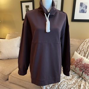 Anthropologie Varley Warwick Plum Purple Mock Turtleneck Sweatshirt Size L